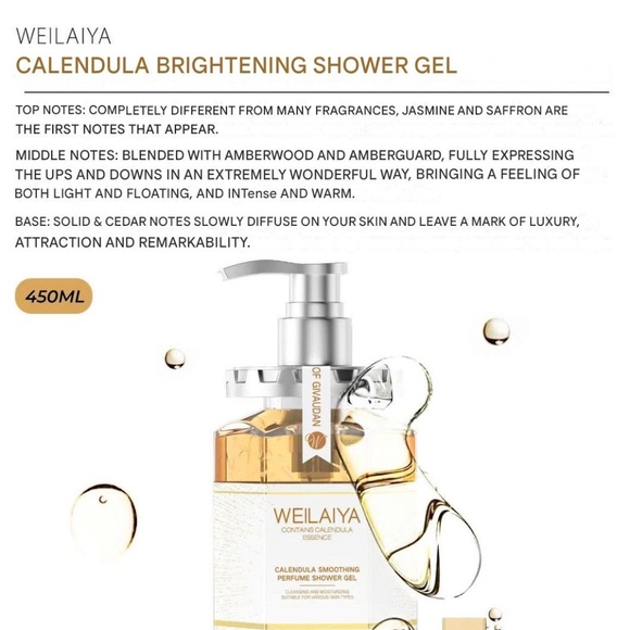 3pcs Brand New WEILAIYA Calendula Essence Shower Gel 450mL+Free Body Scrub 200mL - Picture 5 of 11